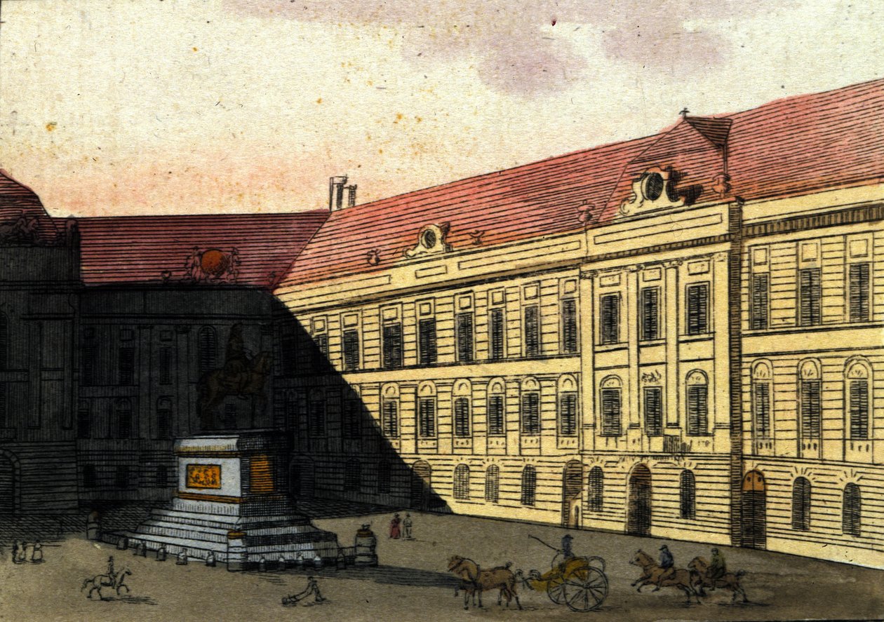 Utsikt over Josephplatz (Joseph platz) i Wien, Østerrike Gravering fra 1820 av Unknown artist