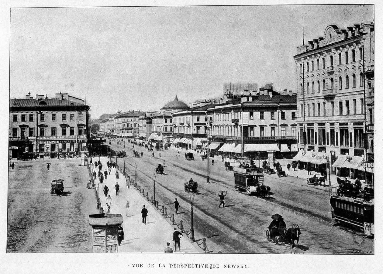 Utsikt over Newsky-perspektivet. St. Petersburg. av Unknown artist