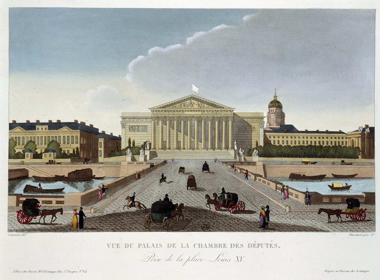 Utsikt over Palace of Deputy Chamber - i "" Views of Paris"" av Courvoisier av Unknown artist