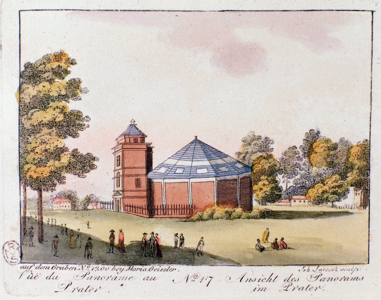 Utsikt over Praterparken i Wien. Østerrike. Gravering fra 1815 Privat samling av Unknown artist