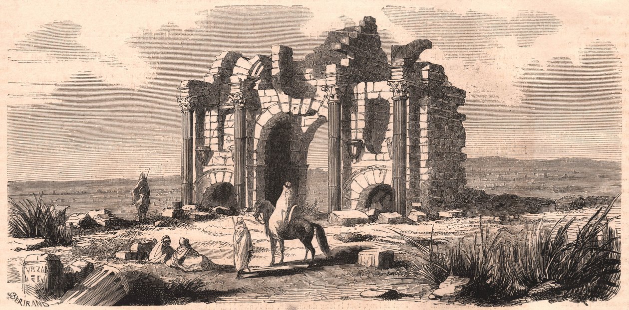 Utsikt over den romerske triumfbuen kalt Trajan i Algerie av Unknown