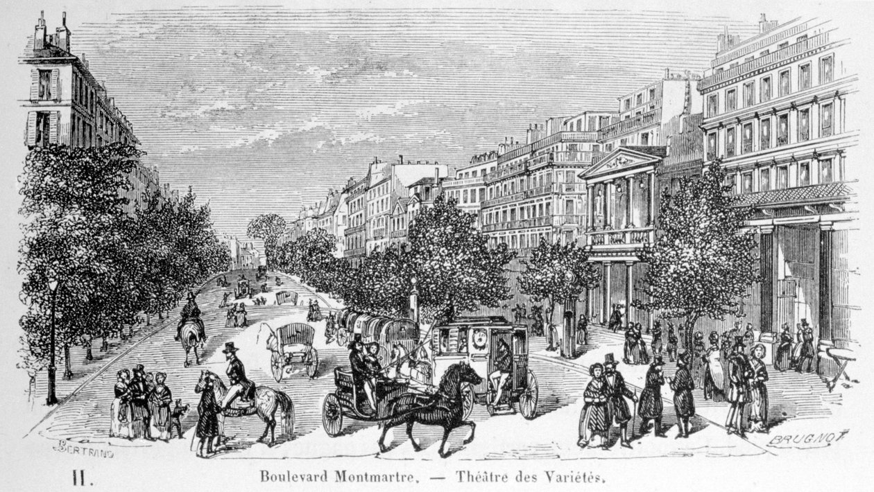 Utsikt over Variety Theatre på Boulevard Montmartre. av Unknown artist