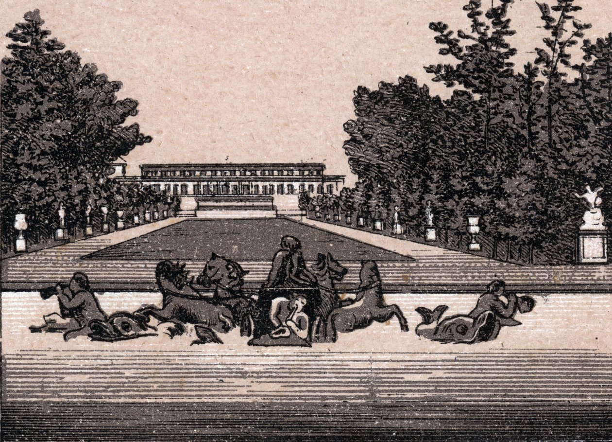 View of the castle of Versailles (Palais of Versailles), France. in “” The world illustrates 168 views”” Undated (end of 19th century) av Unknown artist