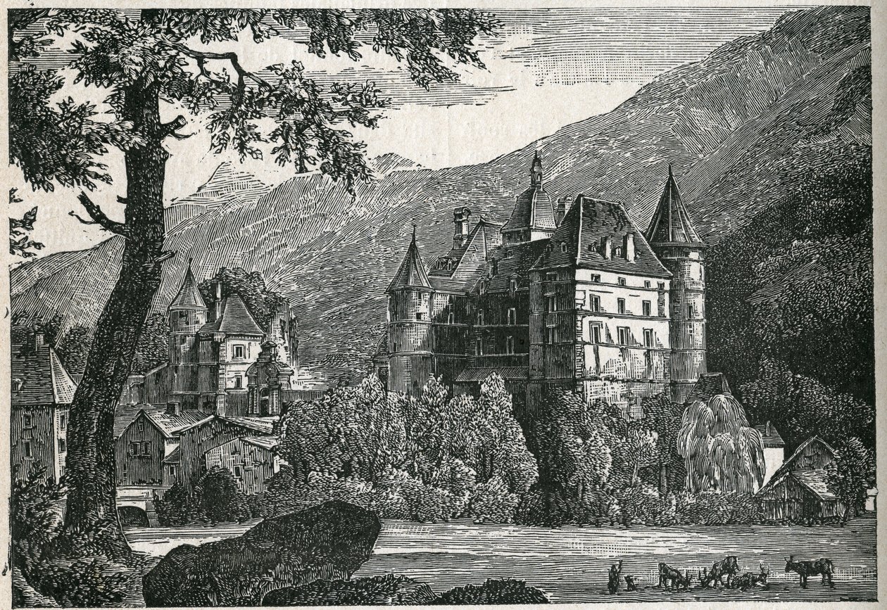 Utsikt over slottet Vizille i Isere. av Unknown artist