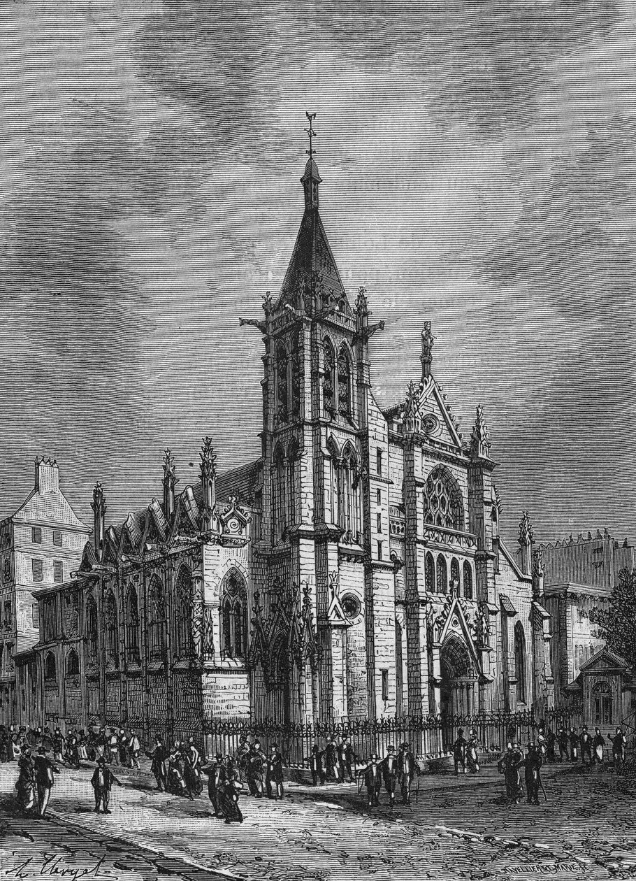 Utsikt over kirken Saint Séverin i Paris på slutten av 1700-tallet. Gravering fra ”L