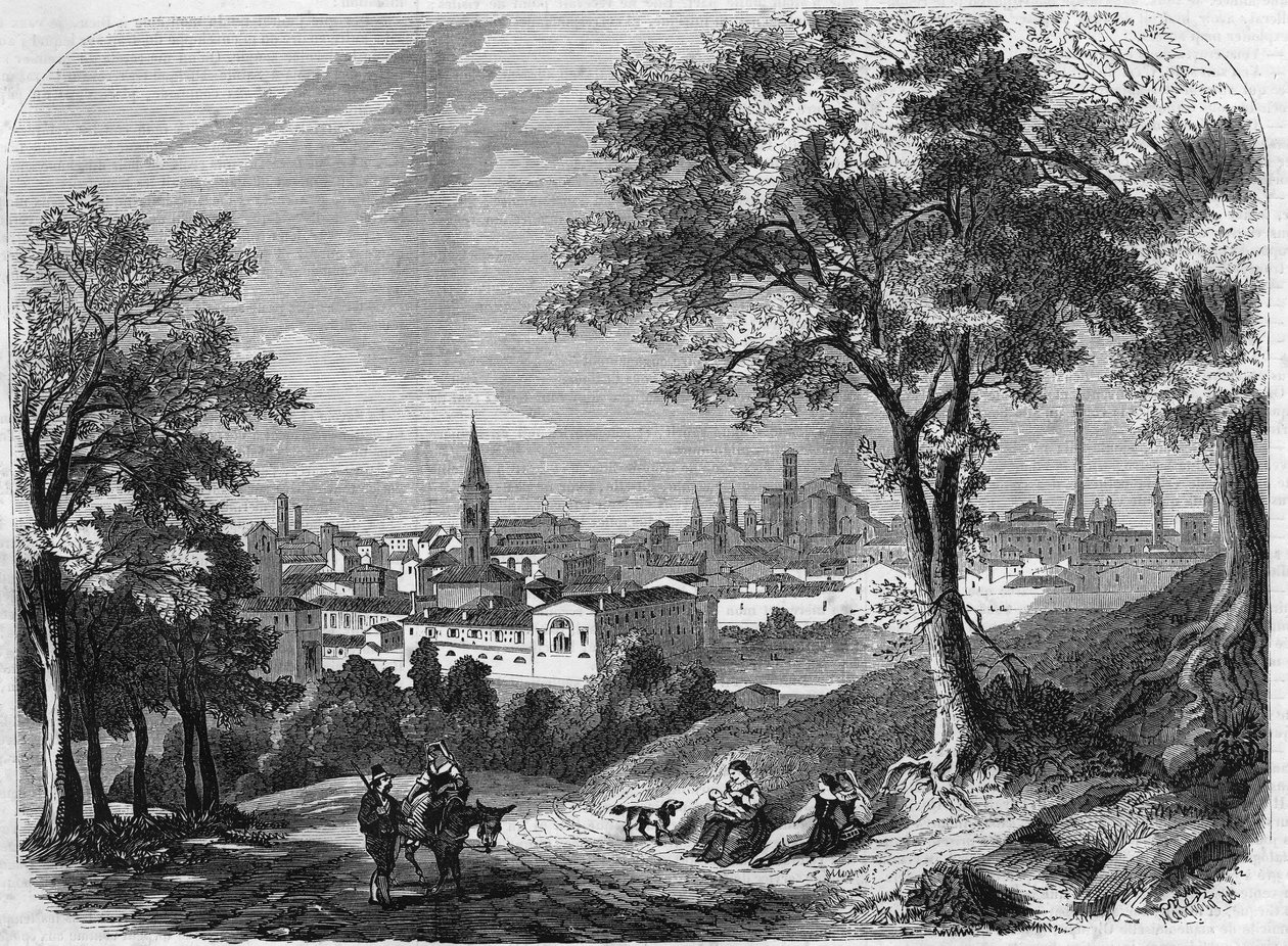 View of the city of Bologna in Italy in 1860. av Unknown artist