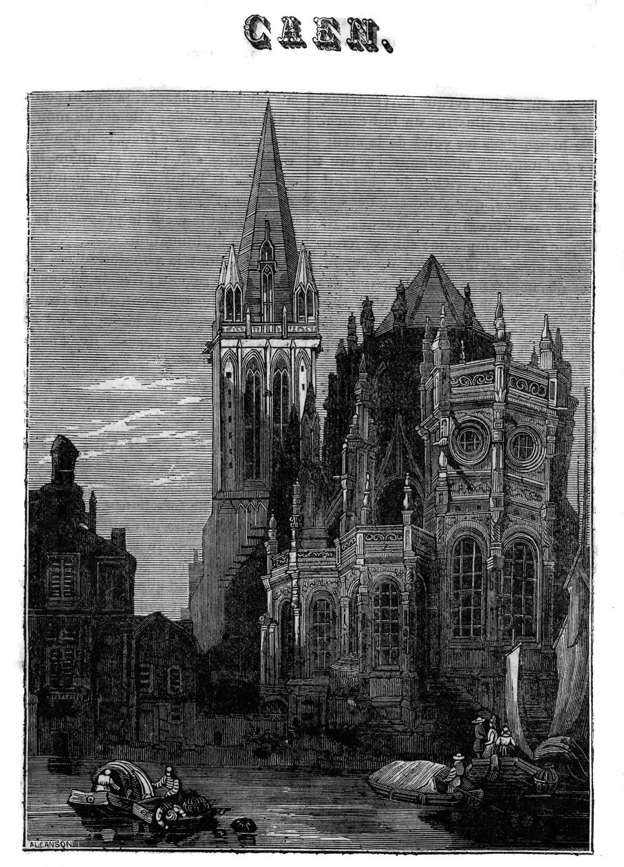 Utsikt over byen Caen i Normandie på 1800-tallet. av Unknown artist