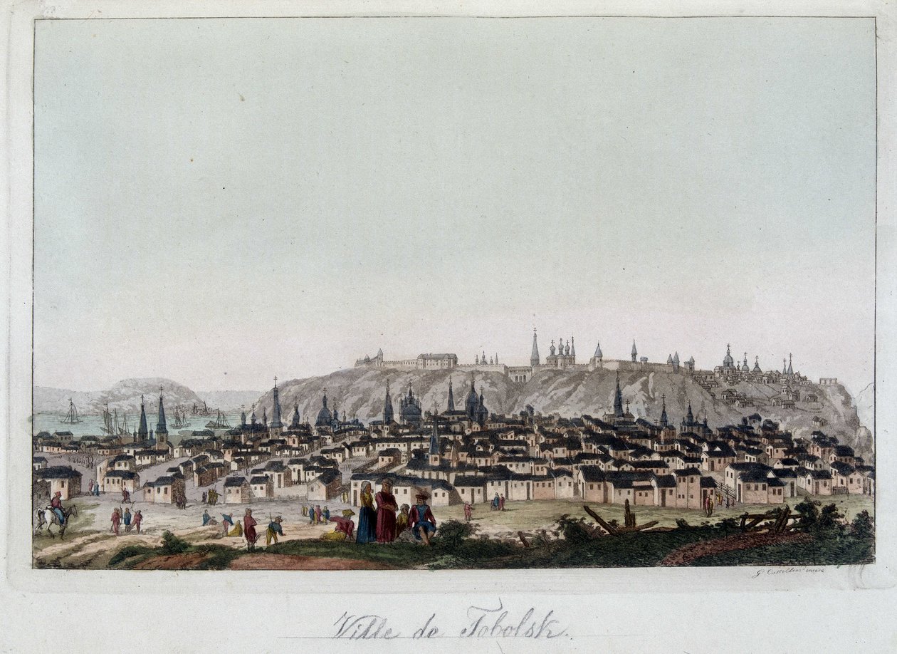Utsikt over byen Fabolsk, Sibir. I "" Den gamle og moderne drakten"" av Unknown artist
