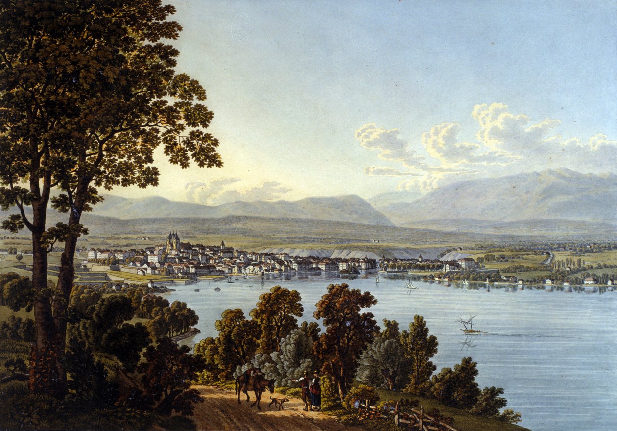 Utsikt over byen Genève i Sveits. av Unknown artist