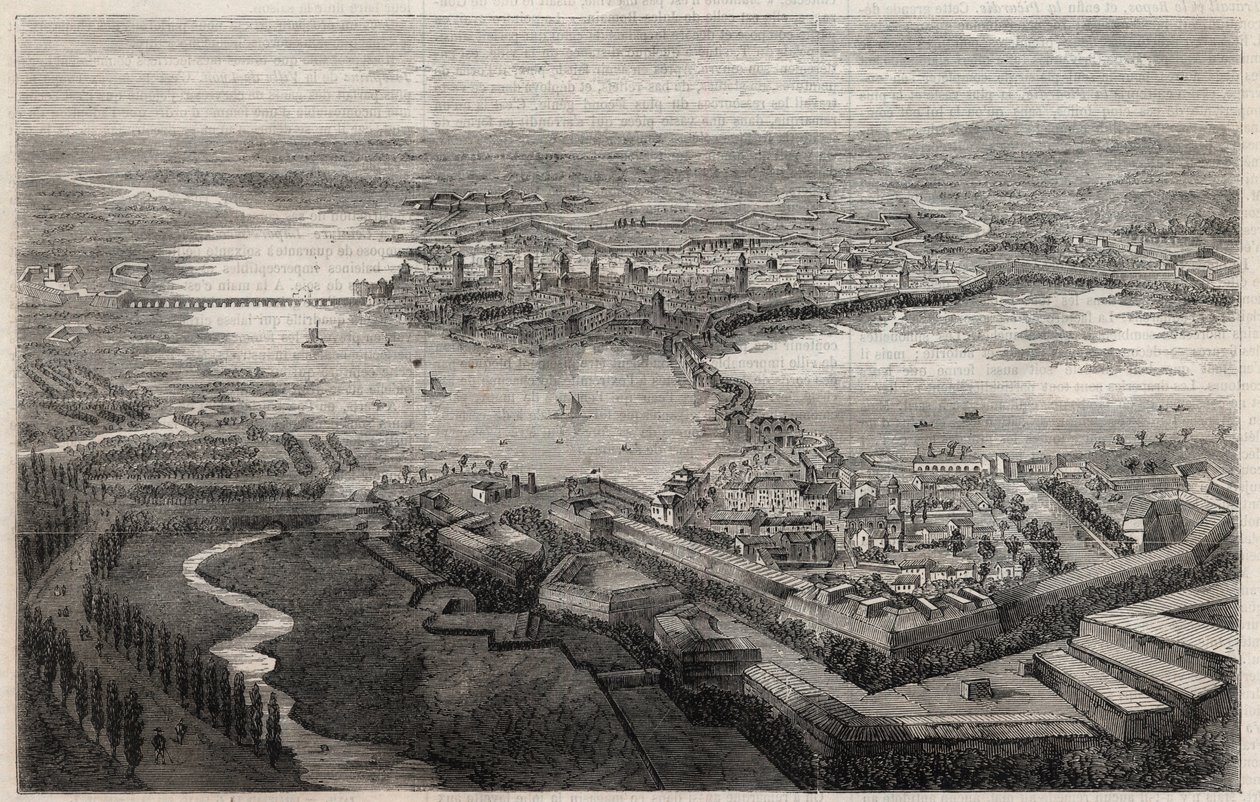 Utsikt over byen Mantua (Mantova, Mantua) på 1800-tallet av Unknown artist