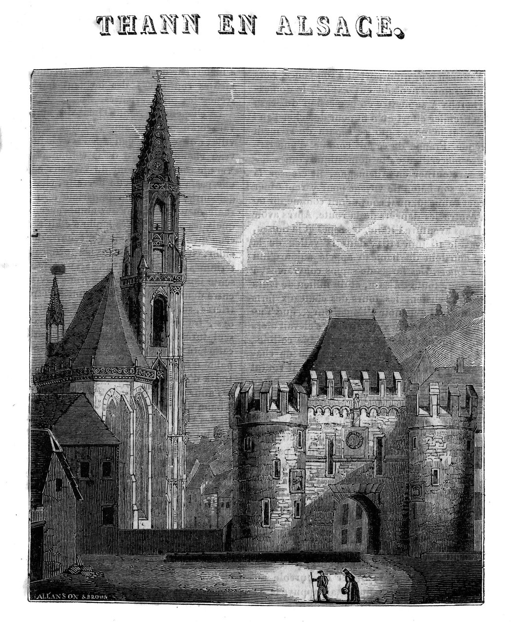 View of the city of Thann in the department of Haut-Rhin in Alsace. av Unknown artist
