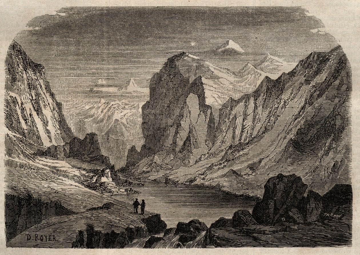 View of the country of Davos in Switzerland in the 19th century - engraving in “” Dictionnaire populaire illustrious” - 1864 - by Joseph Decembre and Edmond Allonier - av Unknown artist