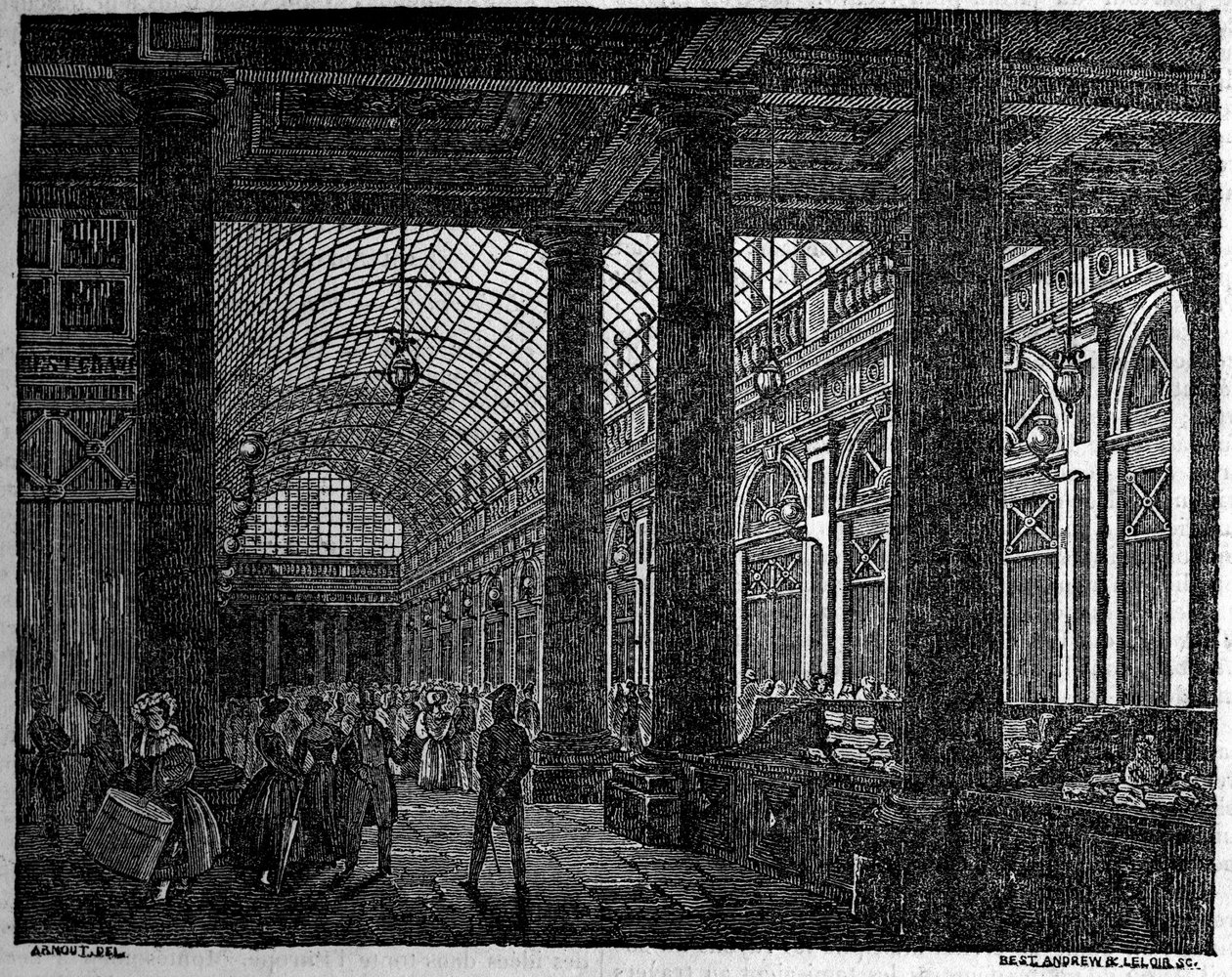 View of the gallery of Orleans at the Palais Royal de Paris in 1835. av Unknown artist