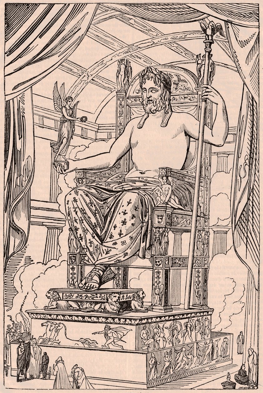 Utsikt over den gigantiske statuen av Olympian Zeus av Phidias av Unknown