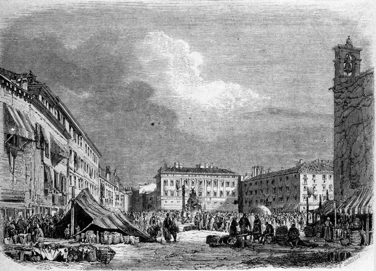 Utsikt over det store torget i Trieste (i den østerrikske perioden) av Unknown artist