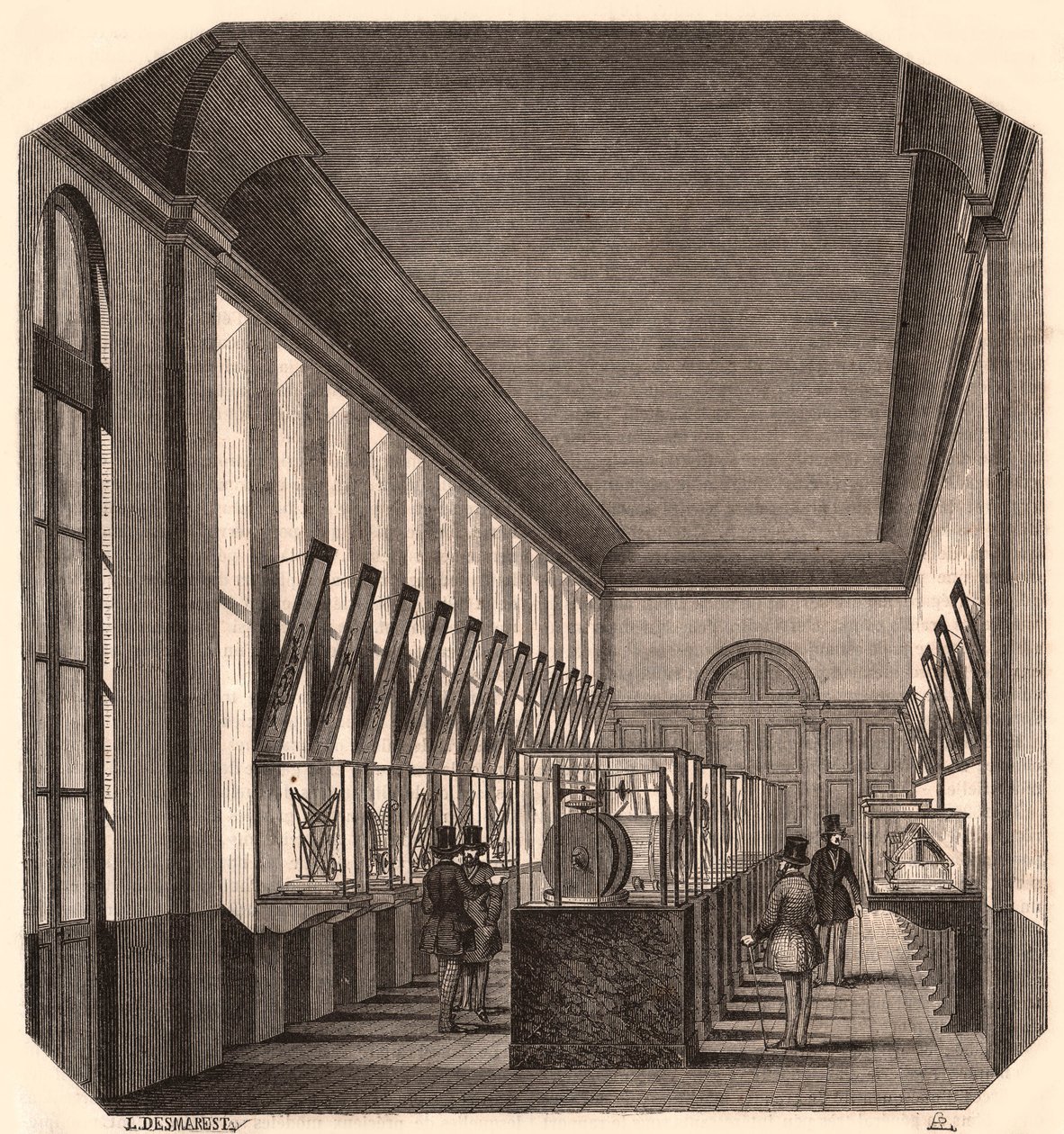 Utsikt over interiøret til Grand Gallery ved Royal Conservatory of Arts and crafts, Paris, Frankrike av Unknown