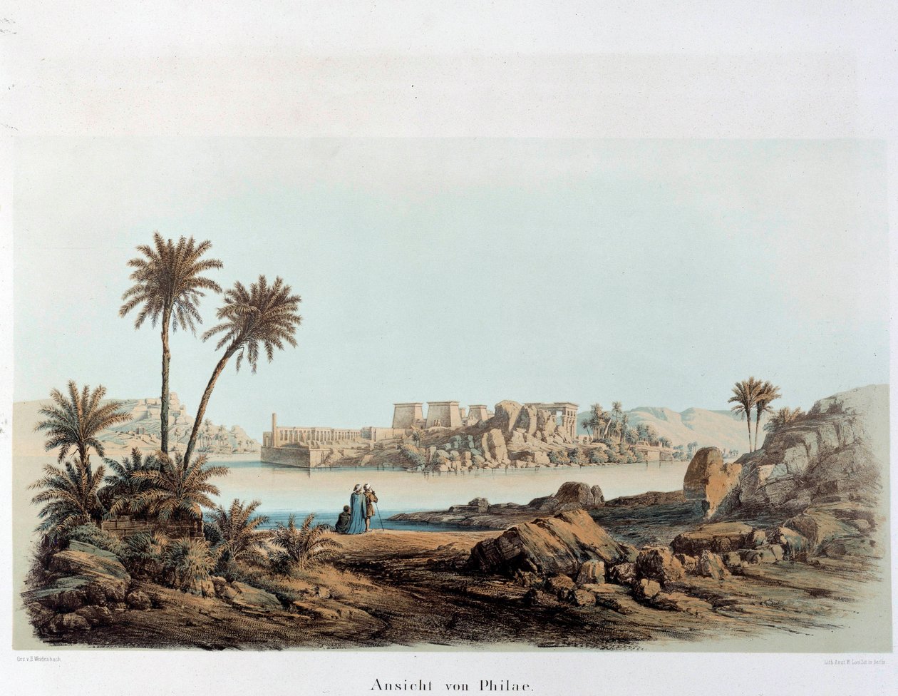 Utsikt over øya Philae i Egypt. Paris fra 1800-tallet, Frankrikes høyskole av Unknown artist