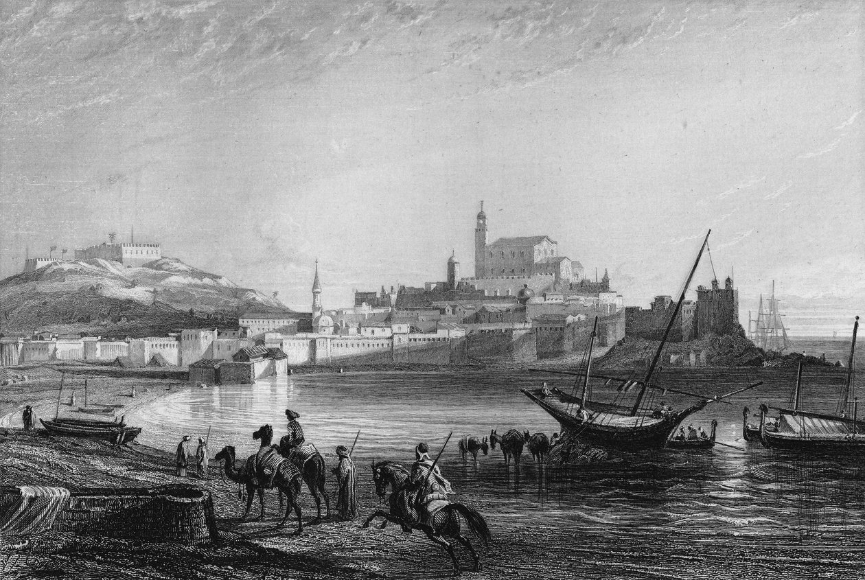 Utsikt over havnen i Bone nær Alger på 1800-tallet, i «L