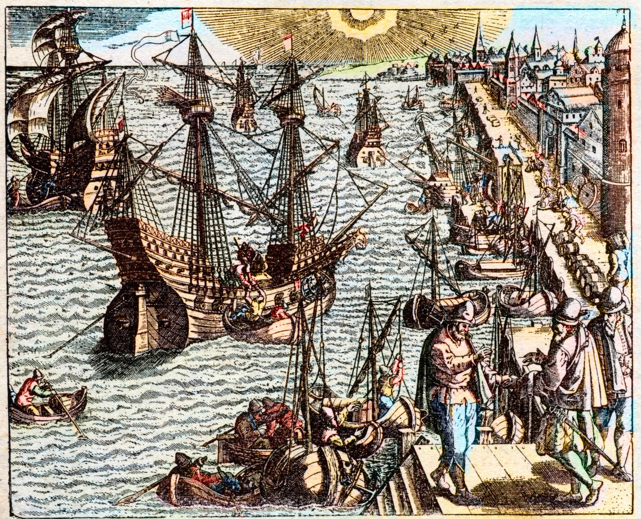 View of the port of Lisbon in the 16th century - av Unknown artist