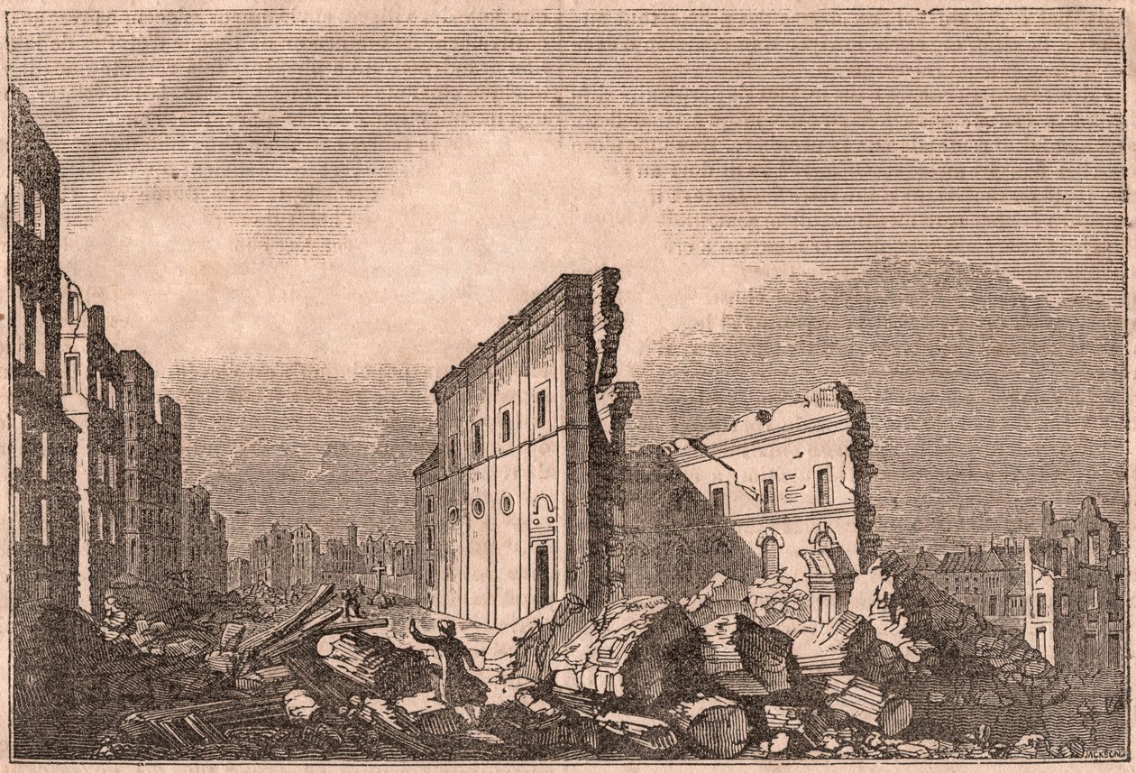 Utsikt over ruinene av St Paul, etter jordskjelvet i 1755, Lisboa, Portugal av Unknown