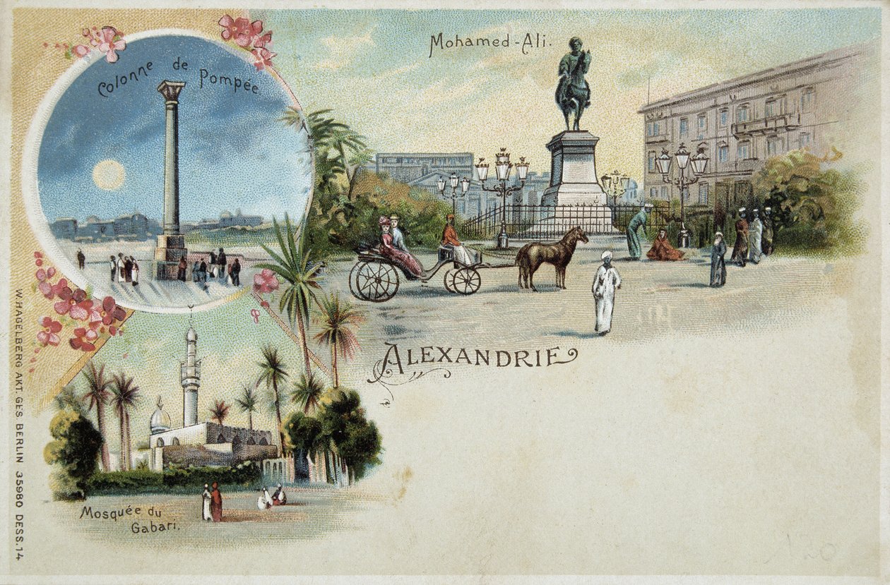 Utsikt over Alexandria - postkort, sent på 1800-tallet av Unknown artist