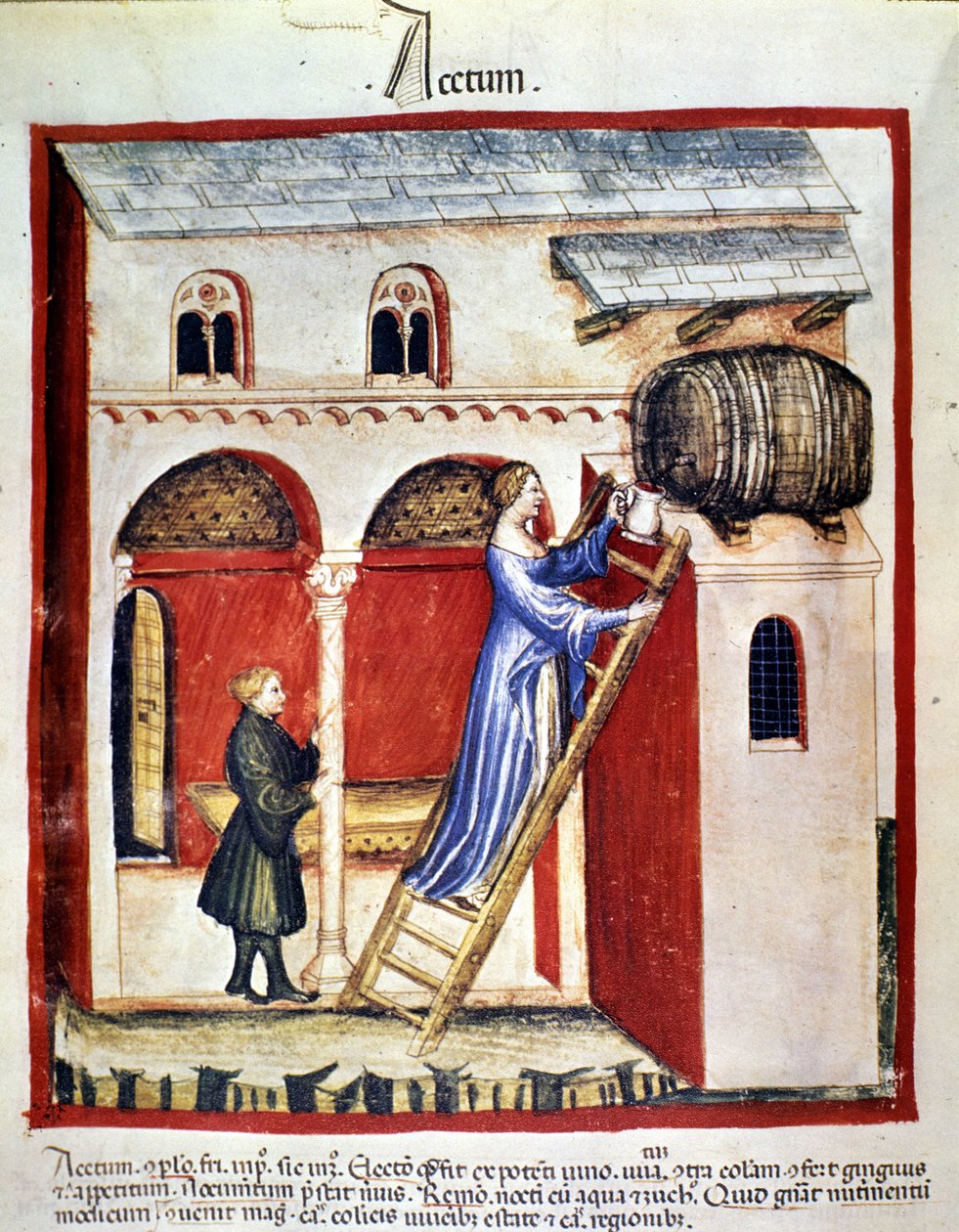 Eddikproduksjon. Belysning fra melking av medisin og diett "" Tacuinum sanitatis"" av Unknown artist