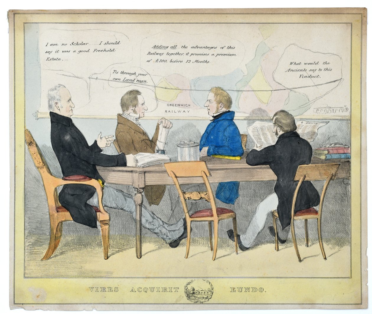 Vires Acquirit Eundo (Vi samler krefter mens vi går), ca. 1835 (håndfarget litografi på papir) av Unknown artist
