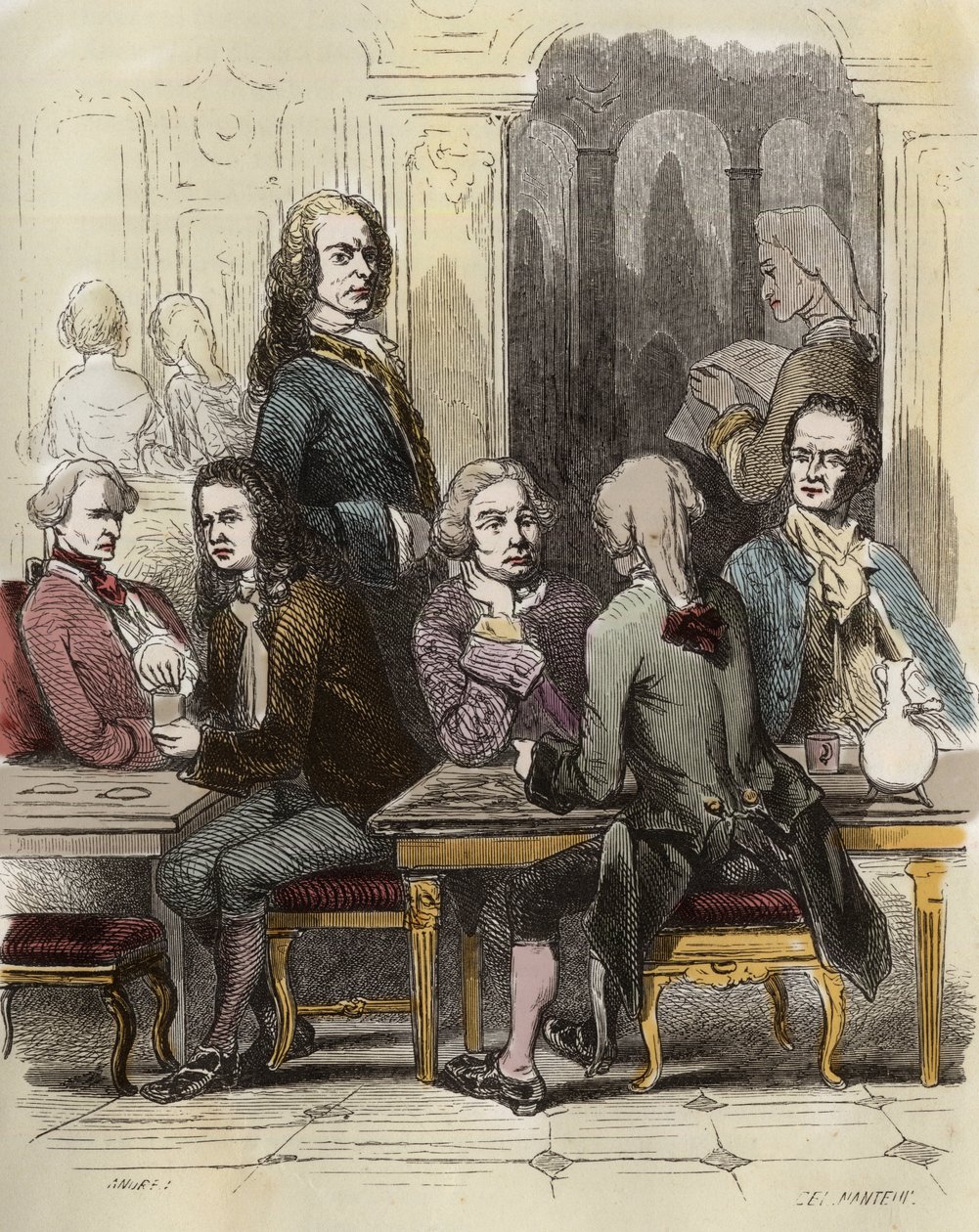 Voltaire i Procope-kafeen i Paris av Unknown artist