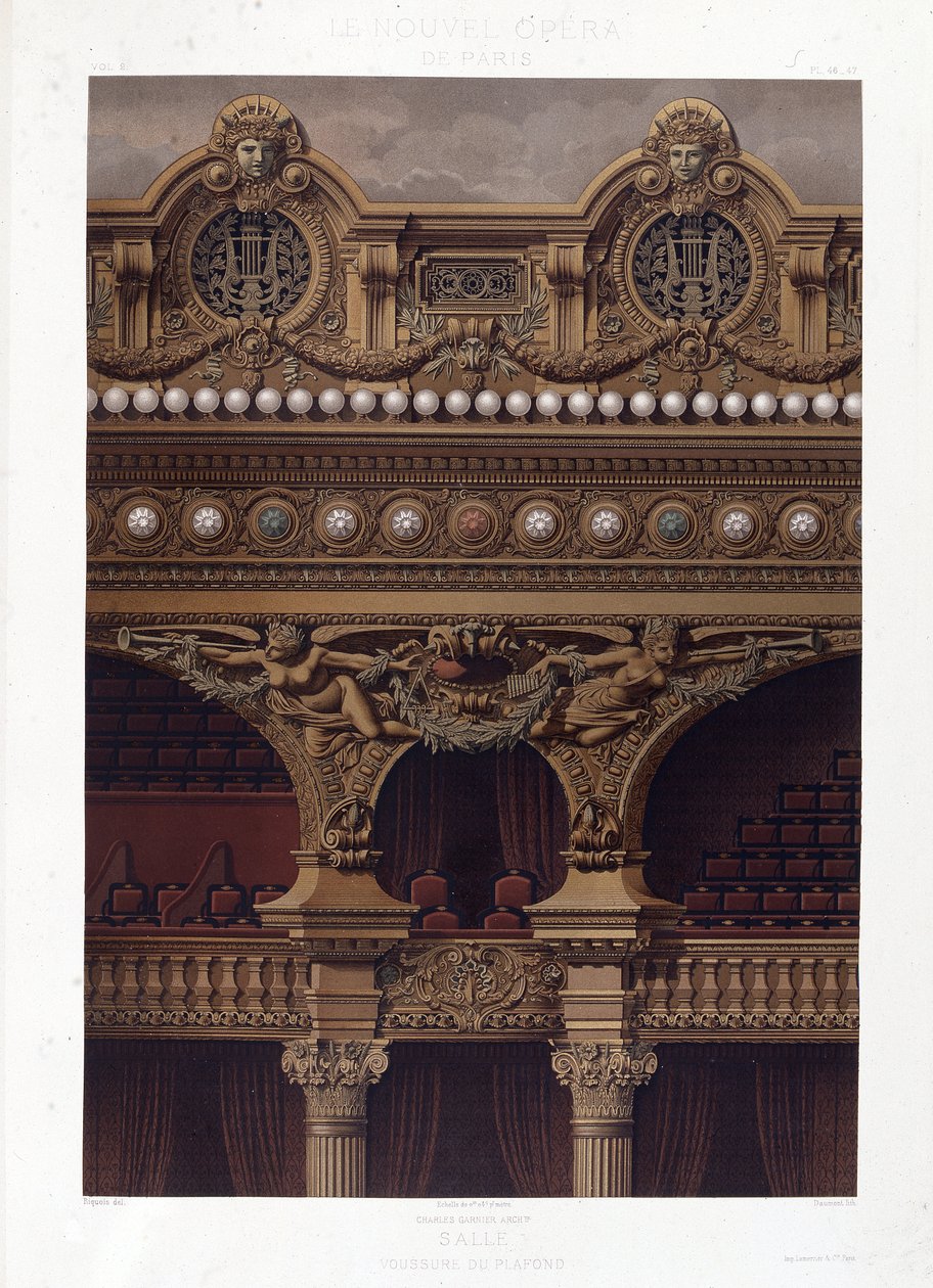 Voussure av taket til Opera Garnier - kromolitografi, slutten av 1800-tallet av Unknown artist