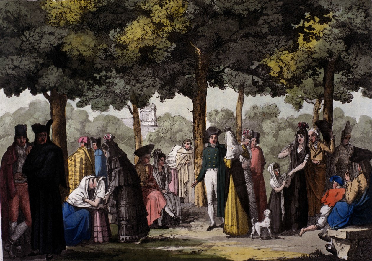 Gå langs Las Ramblas i Barcelona. 1820. av Unknown artist