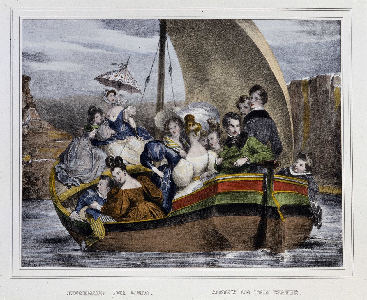 Gå på vannet - litografi, deb. 1800-tallet av Unknown artist
