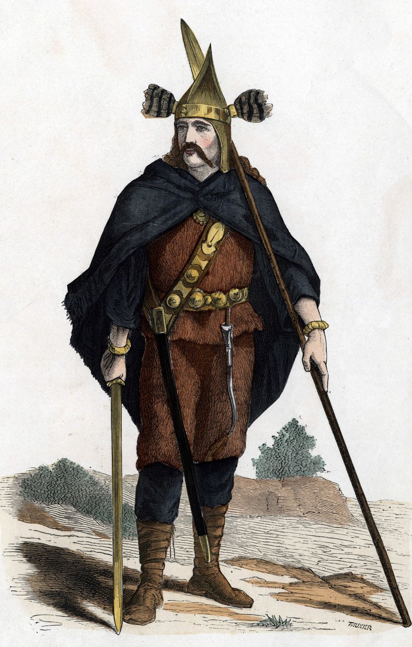 Kriger, periode med bronsevåpen - i "" Sivile og militære kostymer av franskmennene gjennom århundrene Paris F. Roy 1882 ". av Unknown artist