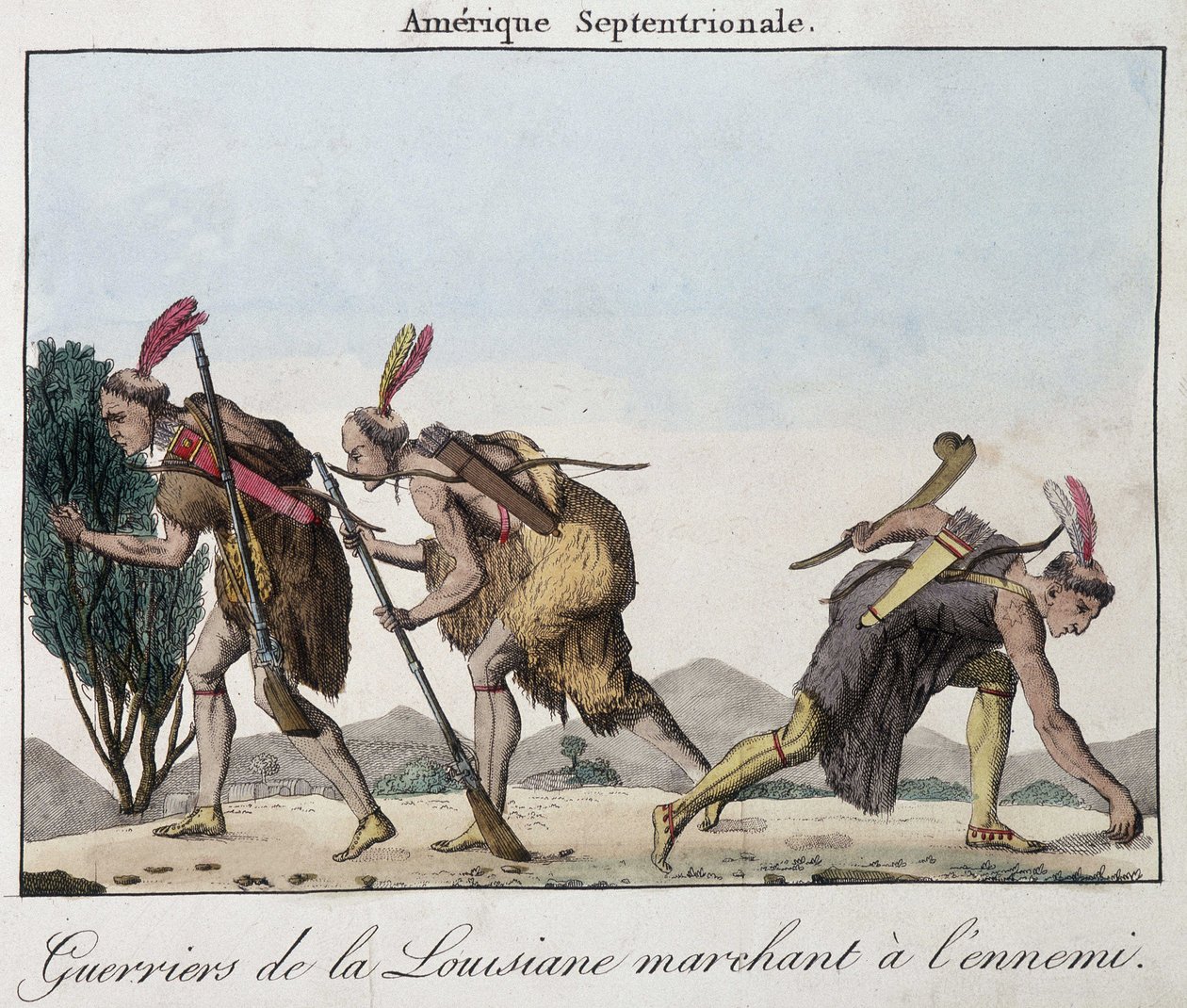 Warriors of Louisiana i fotsporene til fienden - gravering av Unknown artist