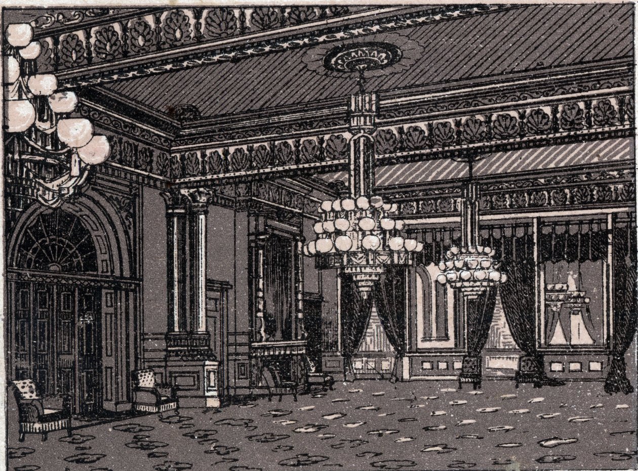 Washington, USA: utsikt over East Room, Det hvite hus. i "" Verden illustrerer 168 visninger"" Udatert (slutten av 1800-tallet) av Unknown artist
