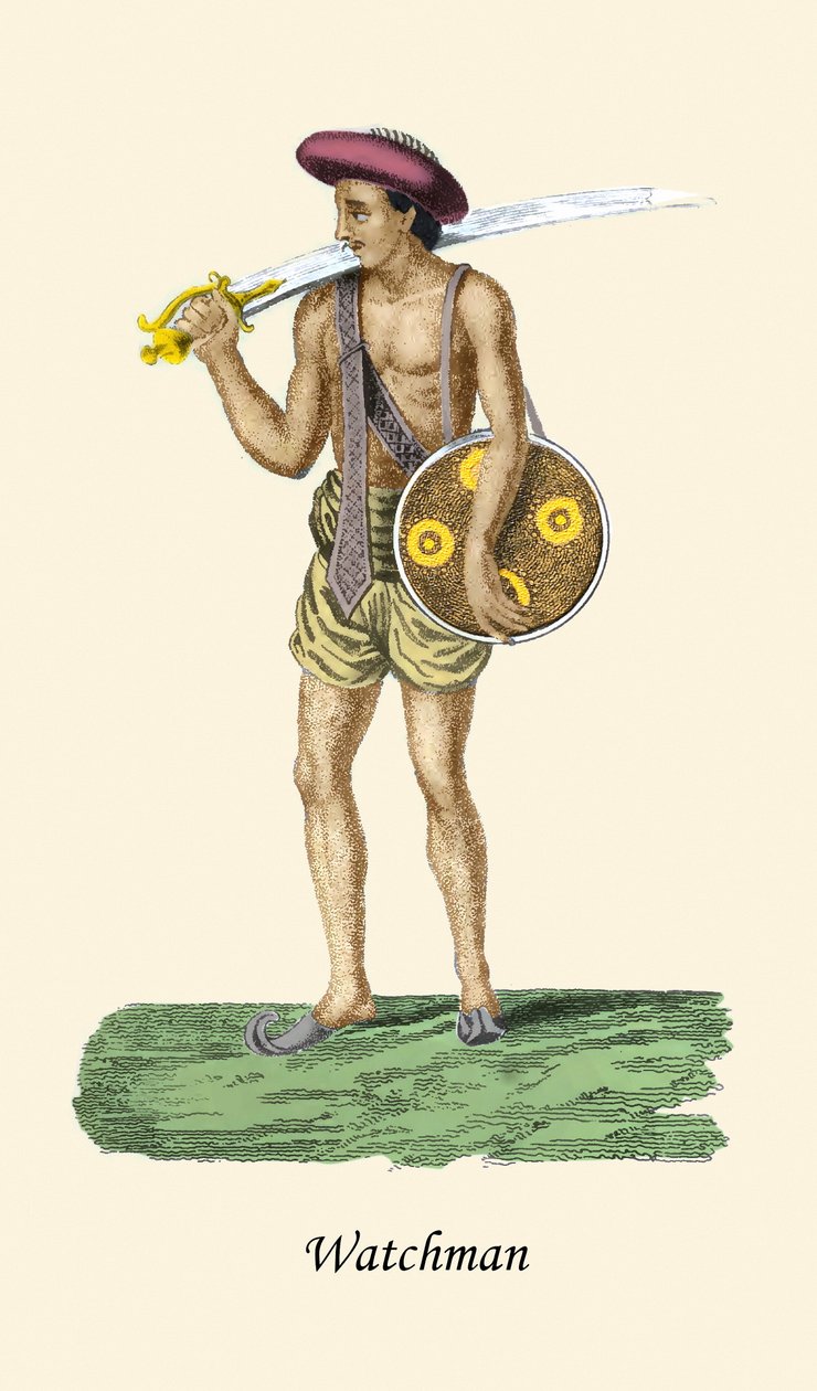 Vekter med sverd og skjold av Unknown Artist