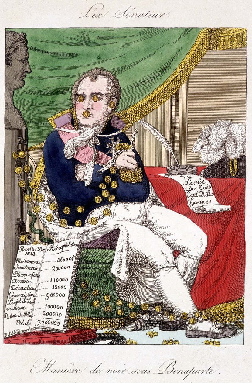 Synsmåte under Bonaparte: militærutgifter - karikatur av Unknown artist