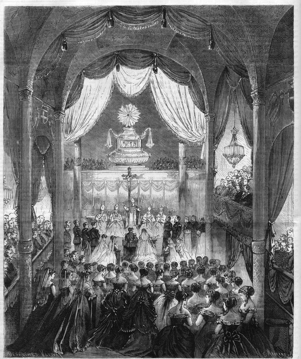 Bryllupsseremoni til prins Humbert I Prins av Italia (Umberto I av Unknown artist