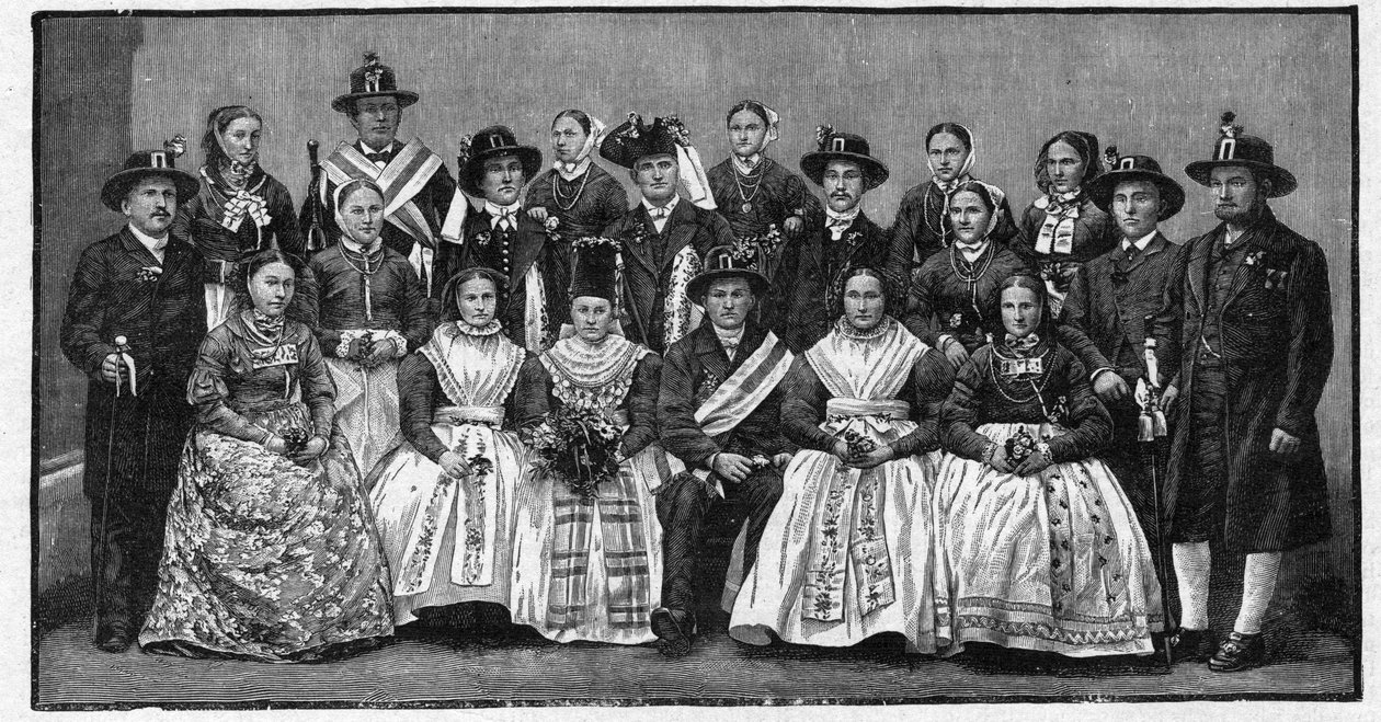 Wendisk bryllupsfest (Wends) - gravering 1897 - Wendes (slaviske mennesker som bor i Øst-Tyskland) av Unknown artist