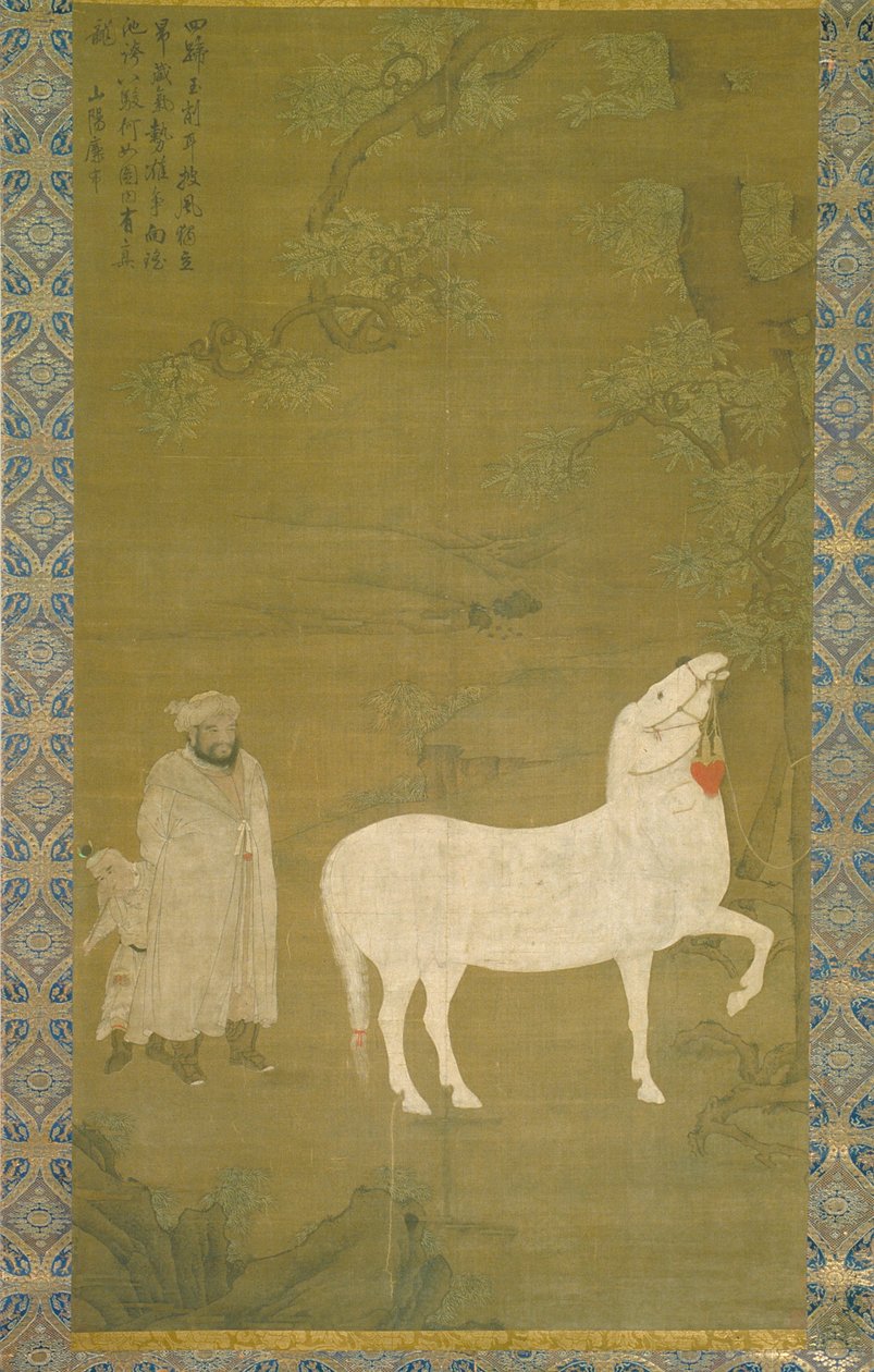 White Tribute Horse (blekk og farge på silke) av Unknown artist