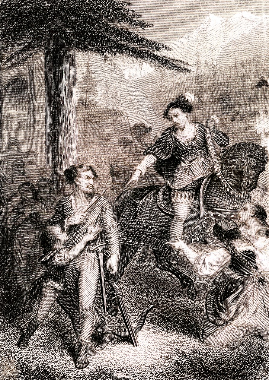 William Tell sies å ha skutt fogden Gessler i den patriotiske sveitsiske legenden av Unknown artist