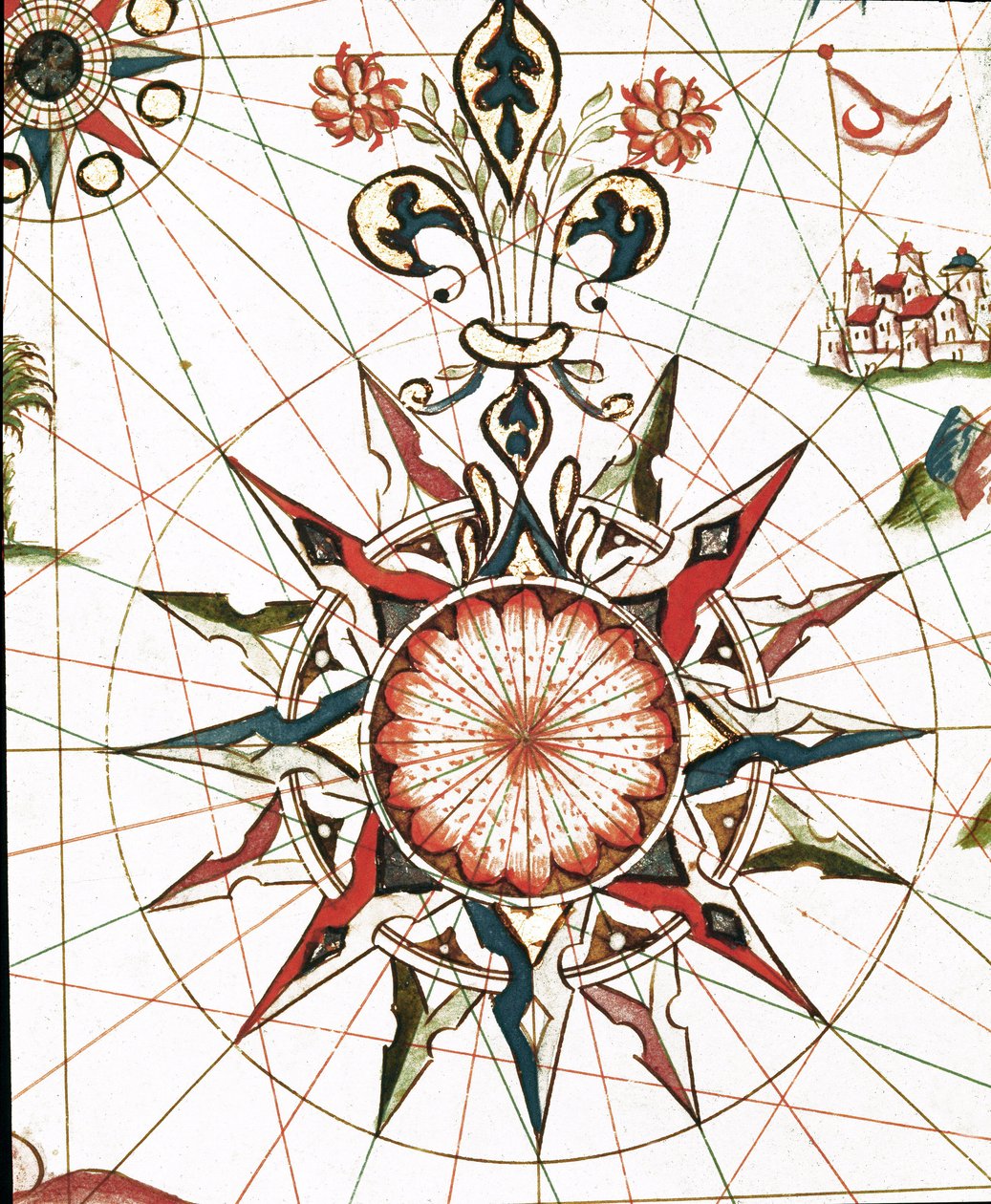 Vindrose (Detalj av portulan til Castellini av Unknown artist