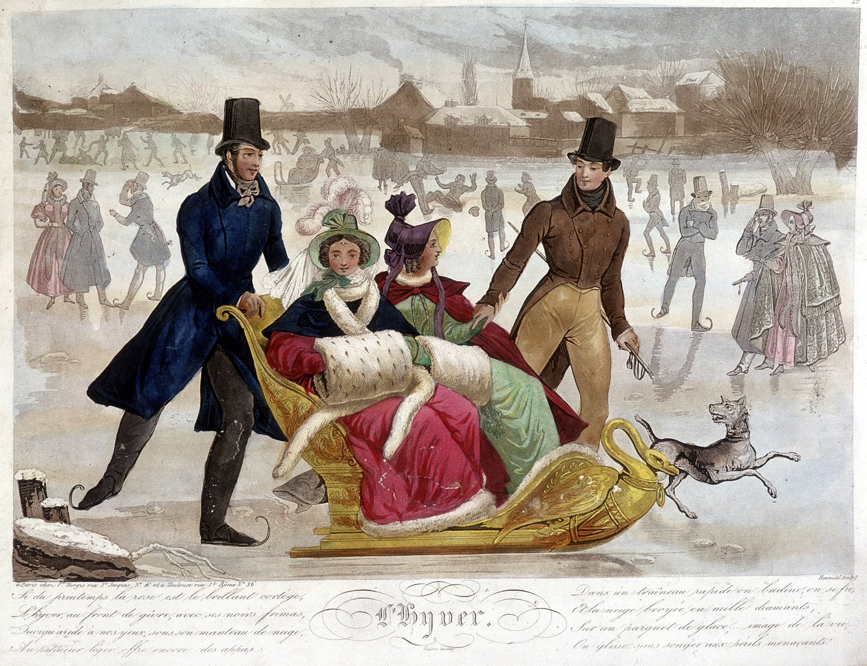 Vinter: Skating - gravering av Unknown artist