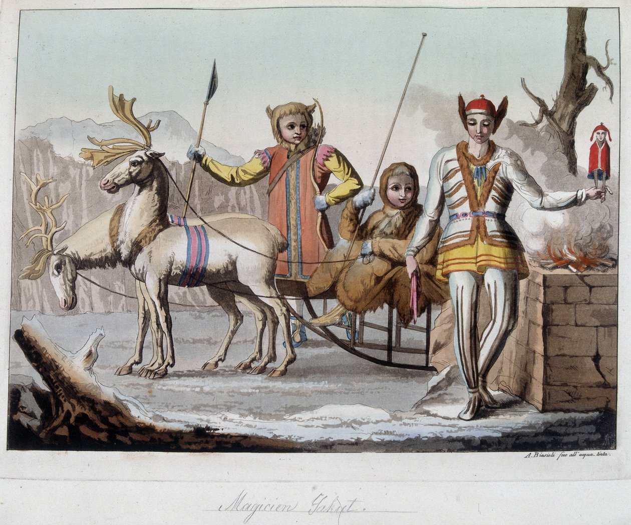 Trollmannen Yakut, Sibir. I "" Den gamle og moderne drakten"" av Unknown artist