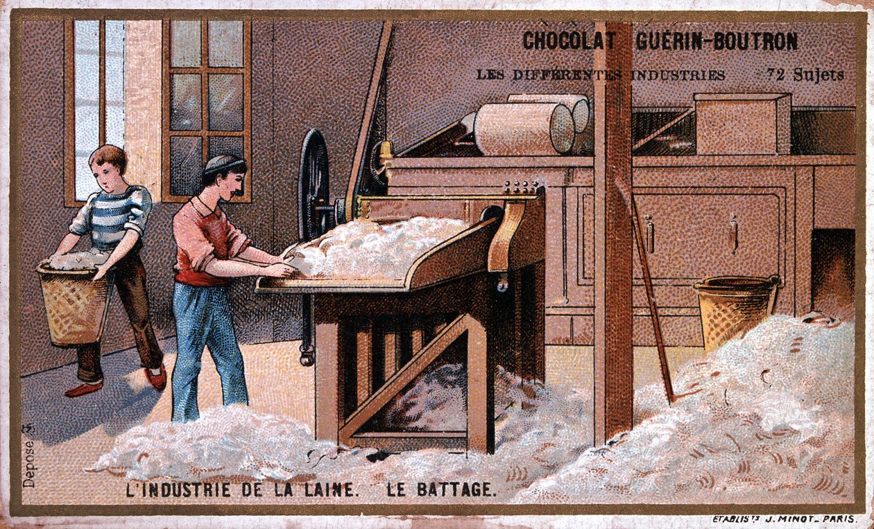 Ullindustri, hyping, reklame for sjokolade Guerin Boutron, ca. 1895 av Unknown artist