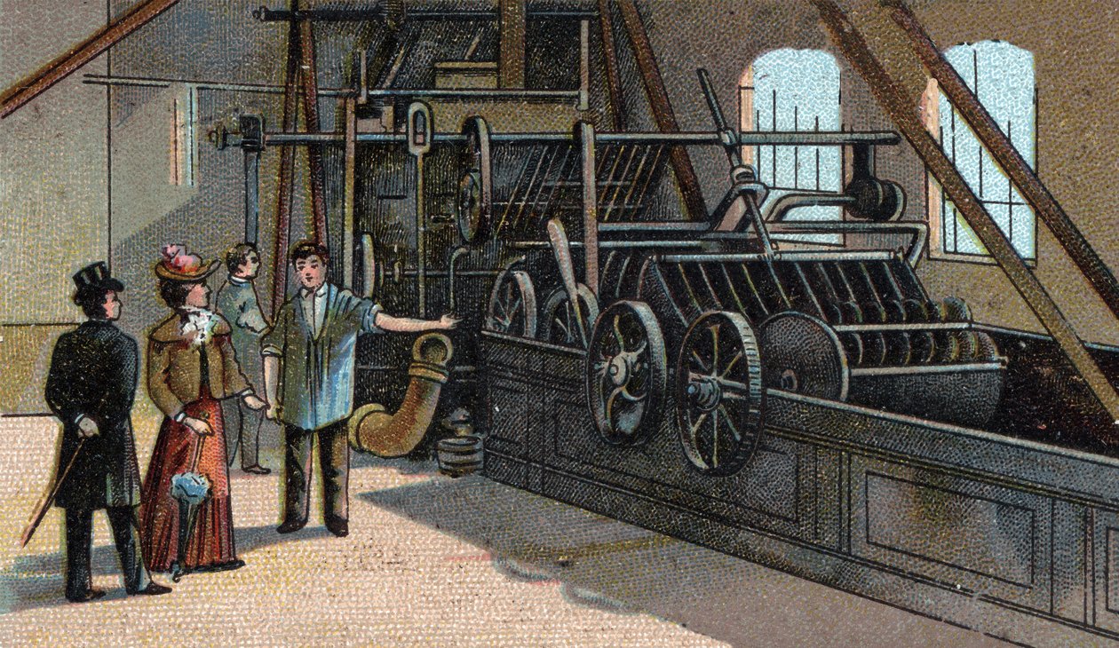 Ullindustri: vask. Kromolitografi fra slutten av 1800-tallet av Unknown artist