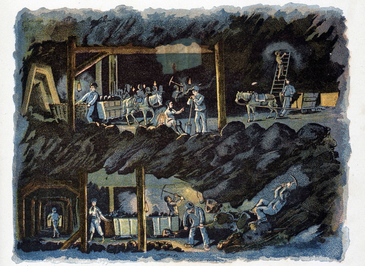 Arbeid i kullgruven av Unknown artist