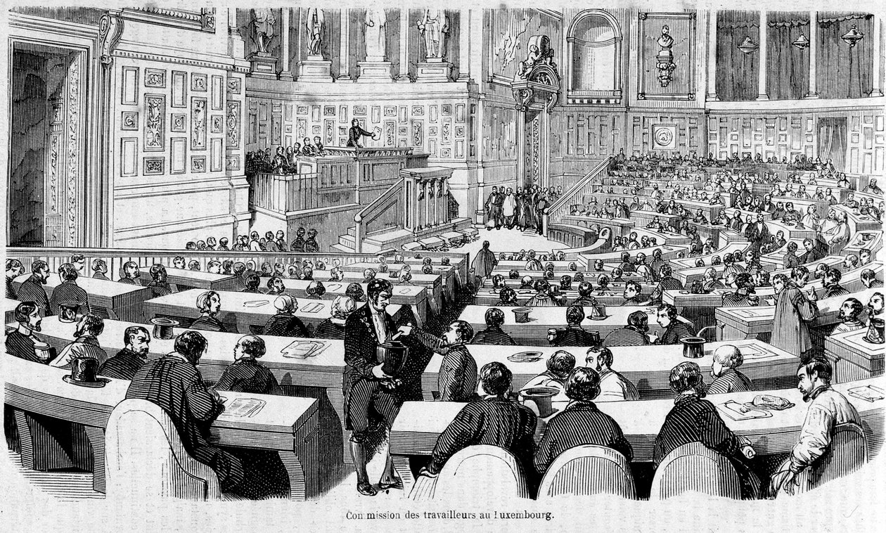 Arbeiderkomiteen ved Luxembourg-palasset (Senatet), revolusjon av av Unknown artist