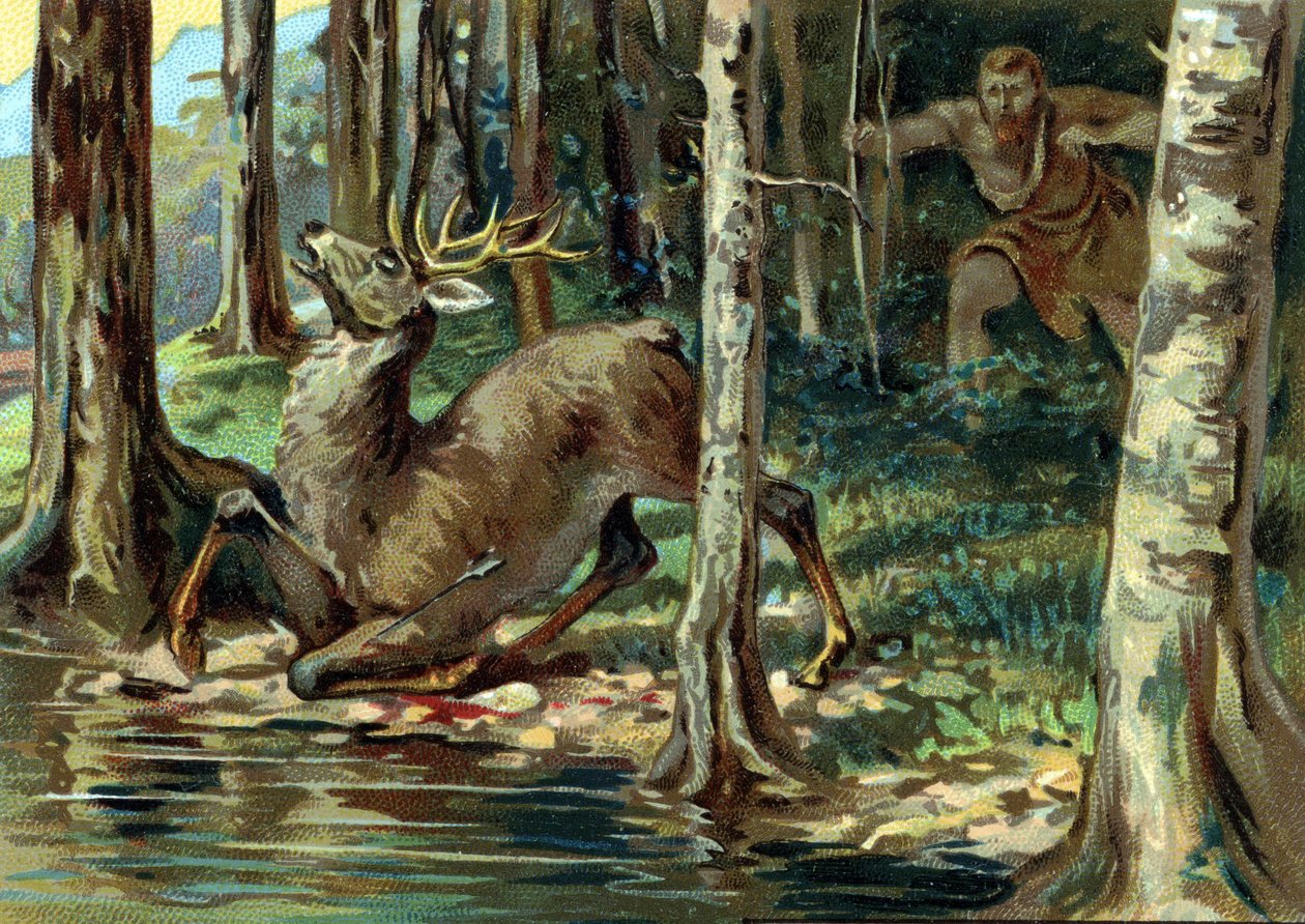 Herkules#39; verker: Herkules og hinden, begynnelsen av 1900-tallet (kromografi) av Unknown Artist
