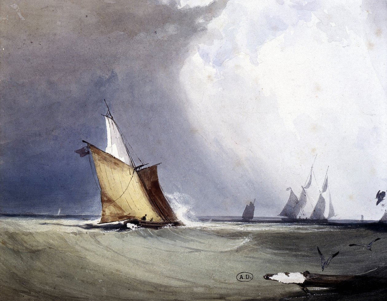 Yachter til sjøs, slutten av 1800-tallet av Unknown artist