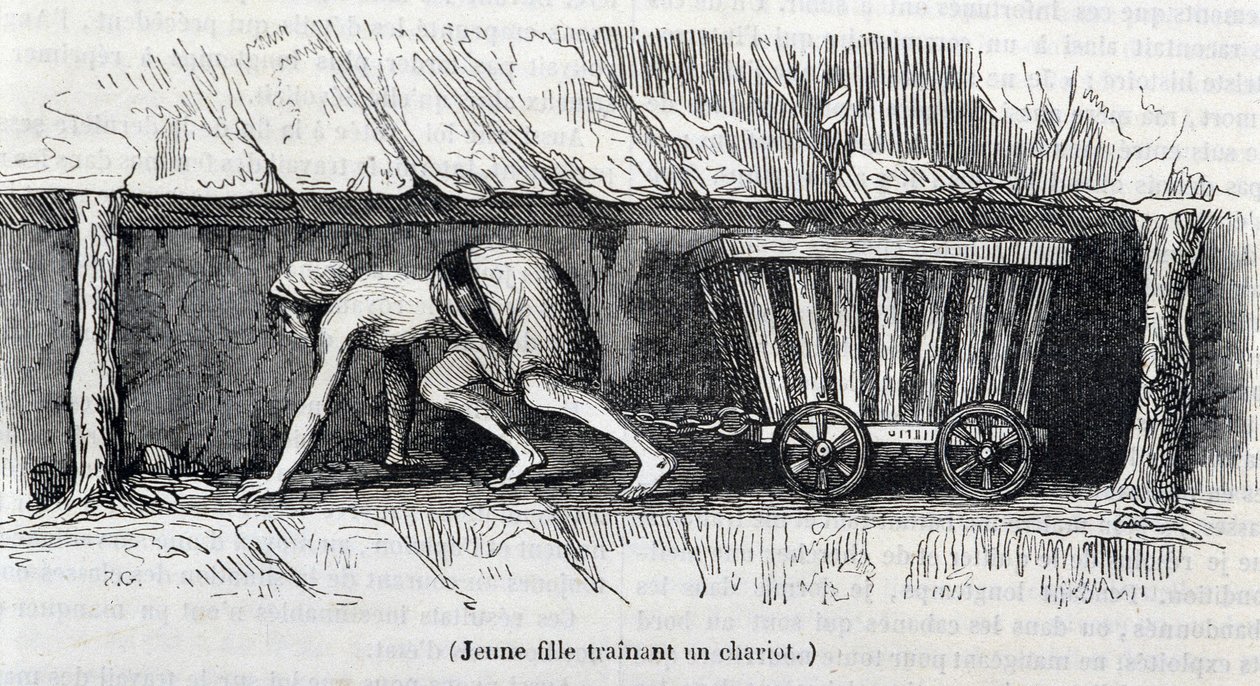 Ung jente som jobber i kullgruvene i England av Unknown artist